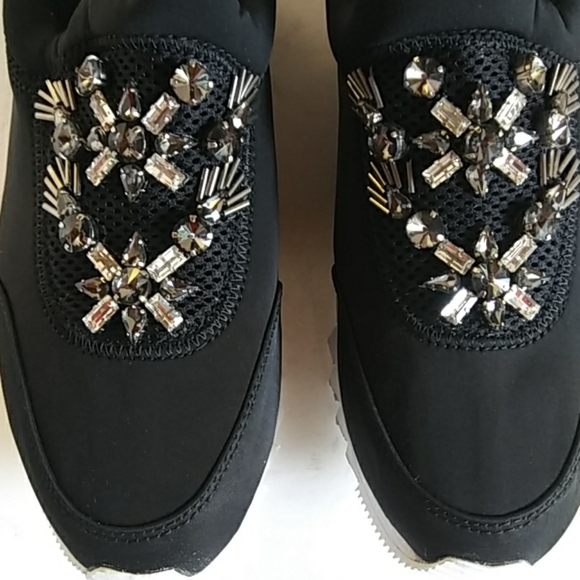 Women's Black Slip On W Rhinestones - Picture 8 of 8